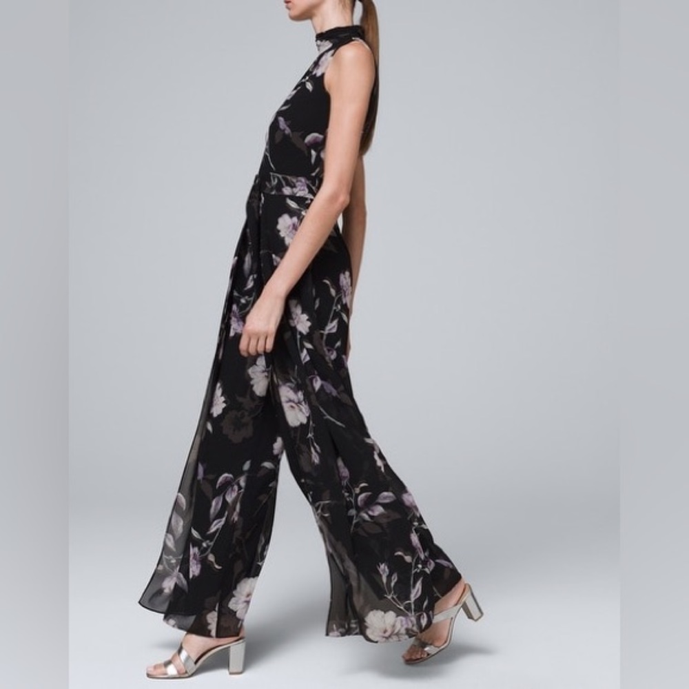 WHITE HOUSE, BLACK MARKET, JUMPSUIT, black floral, size 10